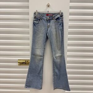 Bongo Women Low Rise Flare Jeans Blue Denim Size 3 / 26 Y2K Vintage Style 120246